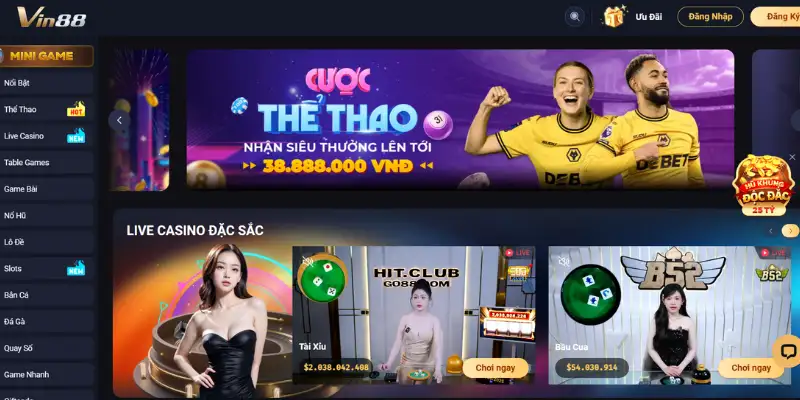 Vin88 - Trang cá cược bóng đá sôi động số 1 thị trường